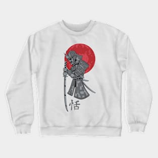 Moonlight Samurai: Forged Warrior Under Silver Sky (Katana & Armor) Crewneck Sweatshirt